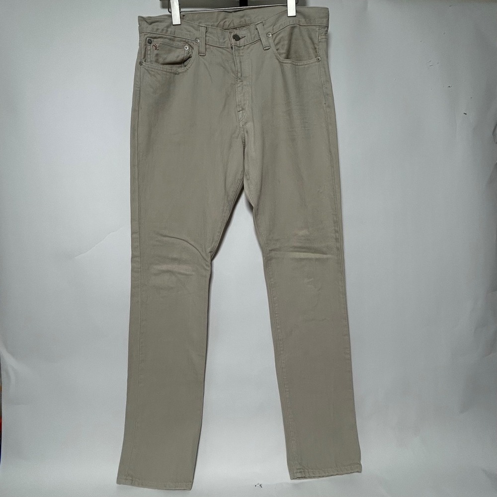 Polo Ralph Lauren Slim Fit Jeans Mens 36x34 Tan Hudson Bone Cotton Denim R66SD78